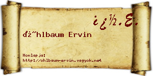 Öhlbaum Ervin névjegykártya